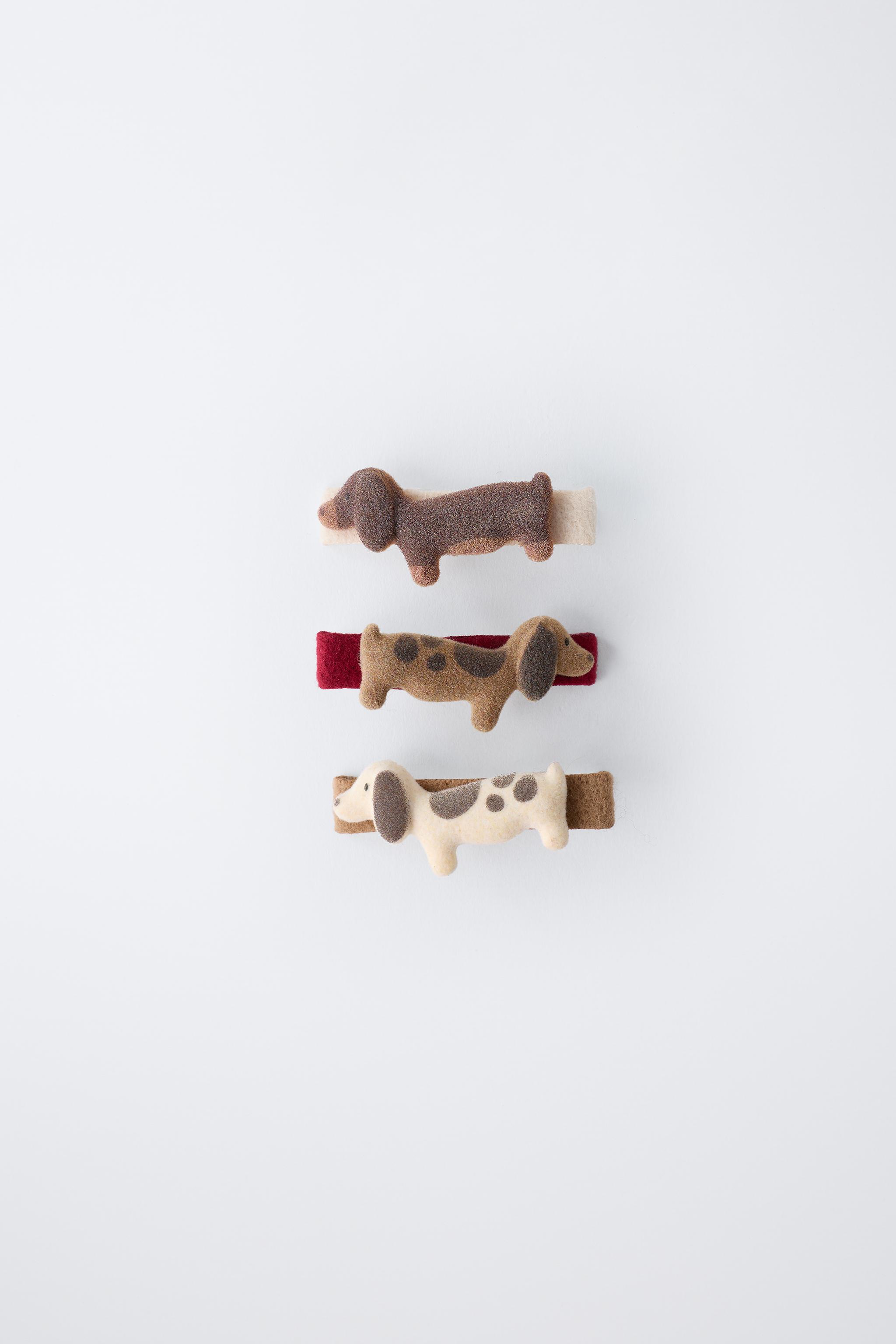 PACK OF THREE BARRETTE DOGS FLOCK